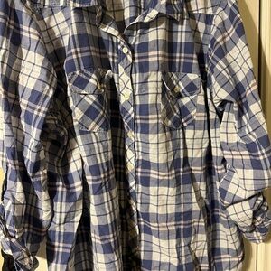Torrid Blue and White Plaid Button-Up Shirt